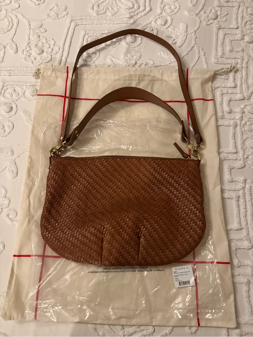 Clare V Moyen Leather Messenger Bag, Hazelnut